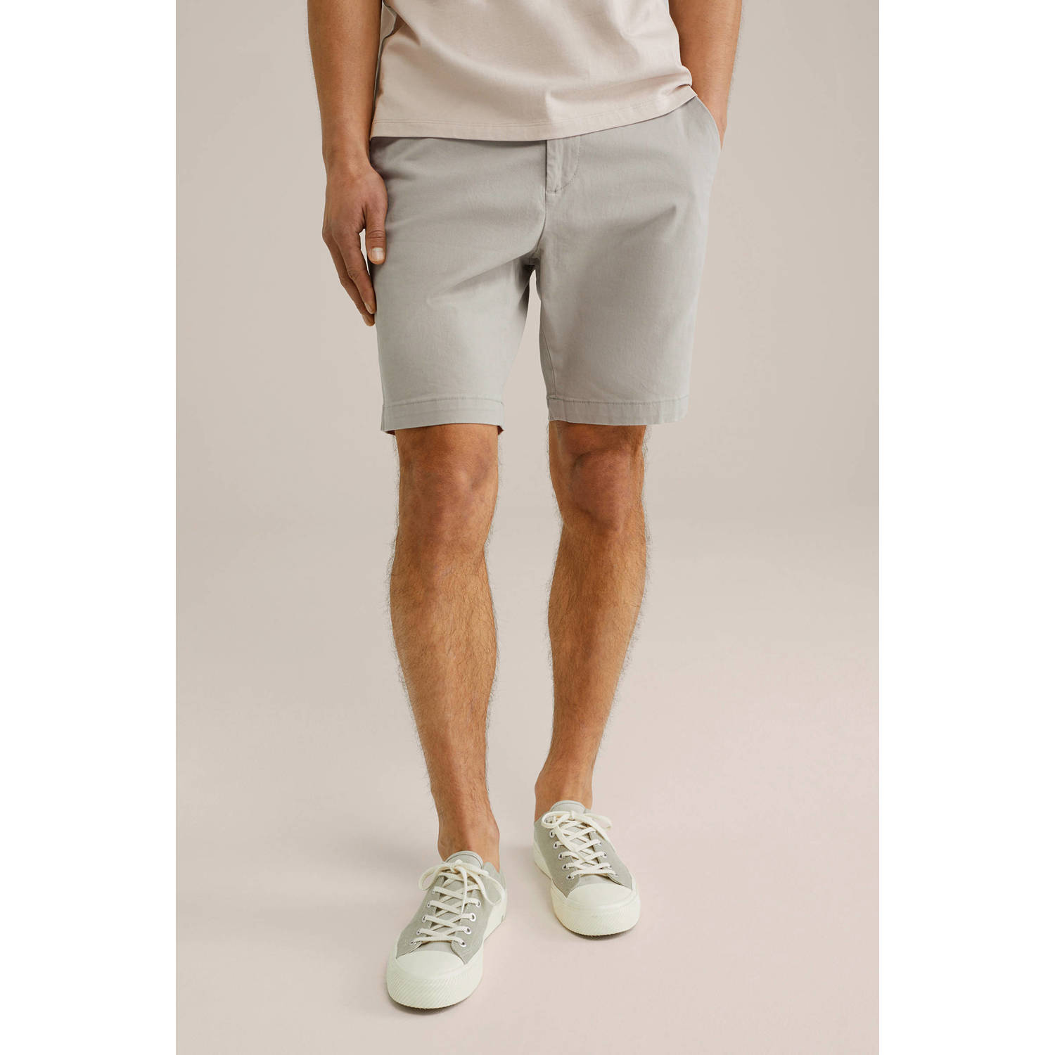 WE Fashion regular chino short grijs