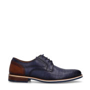 thumbnail: Donkerblauwe heren Manfield leren veterschoenen 