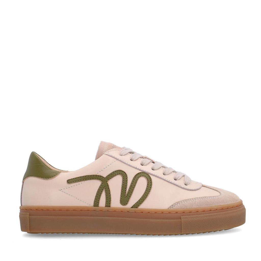 Beige dames Manfield suède sneakers met veters