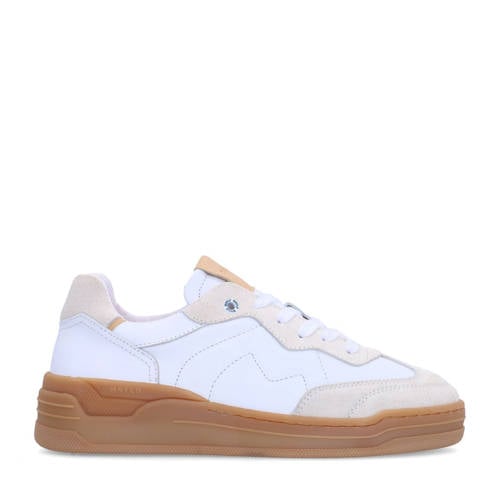 Manfield leren sneakers wit/beige afbeelding