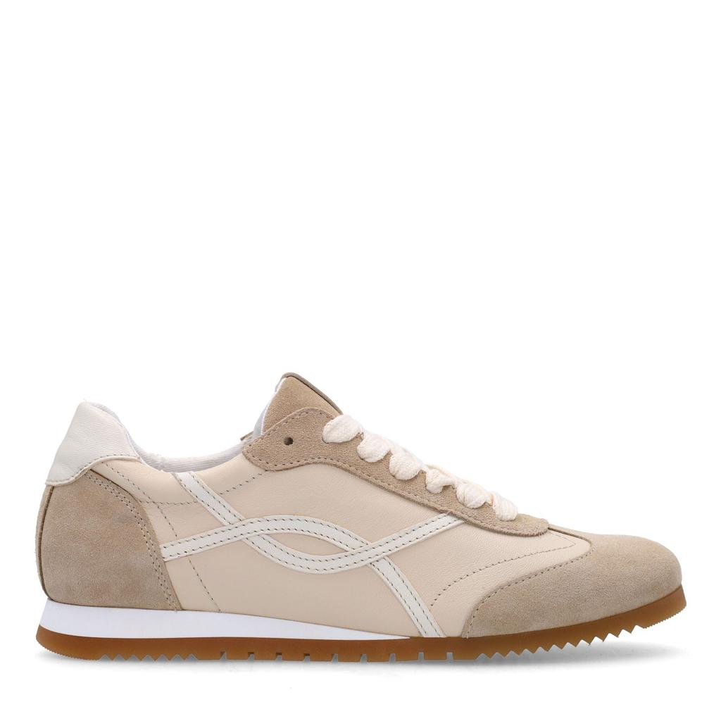 Beige dames Manfield suède sneakers met veters
