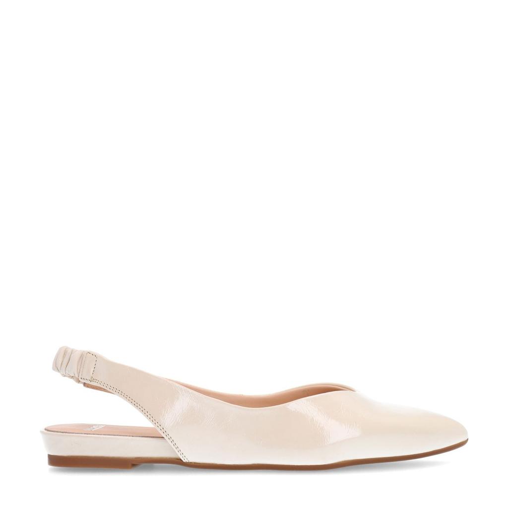 Ecru dames Manfield leren slingback loafers met effen