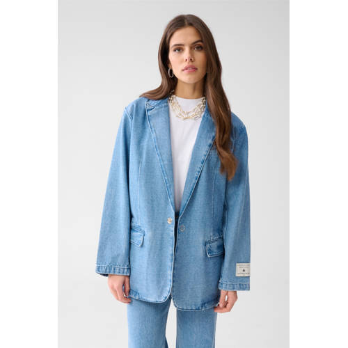 Shoeby oversized blazer medium blue denim afbeelding