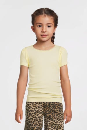 T-shirt rib gebreid lichtgeel