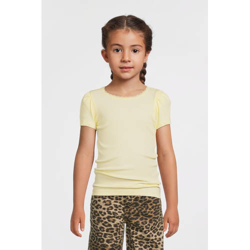NAME IT MINI T-shirt rib gebreid lichtgeel afbeelding