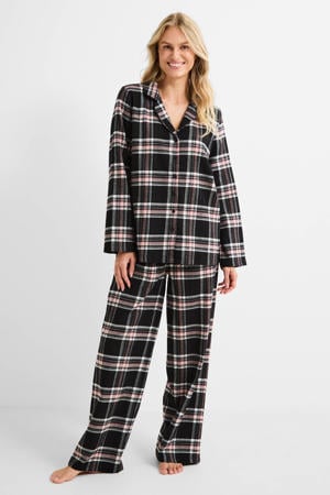 pyjama zwart/roze/ecru