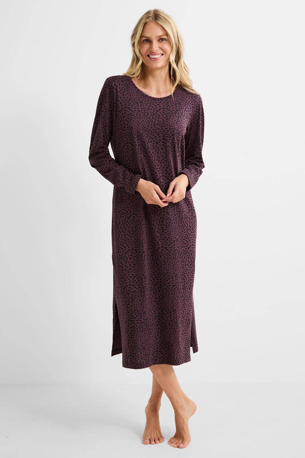 Dreamcovers nachthemd aubergine/zwart