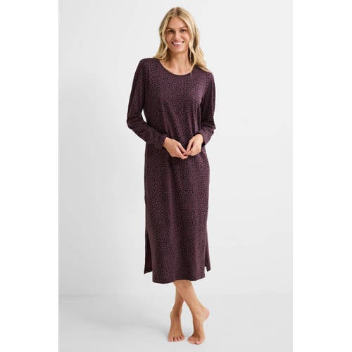 Dreamcovers nachthemd aubergine/zwart afbeelding