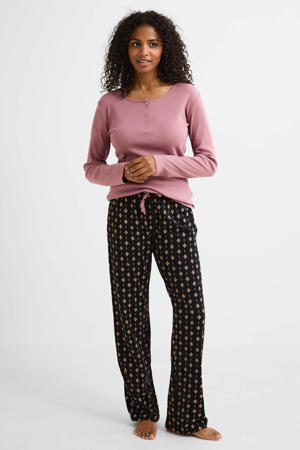 pyjama oudroze/zwart