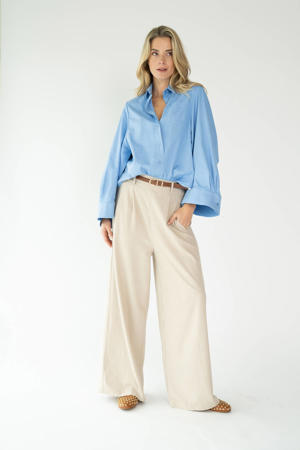 wide leg regular waist pantalon beige