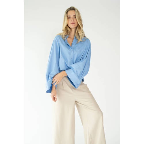 Est'seven X Ellemieke wide leg regular waist pantalon beige afbeelding