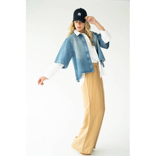 Est'seven X Ellemieke wide leg regular waist casual broek bruin afbeelding