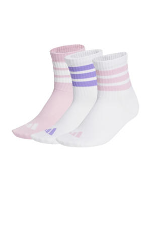 sportsokken - set van 3 wit/roze/lila