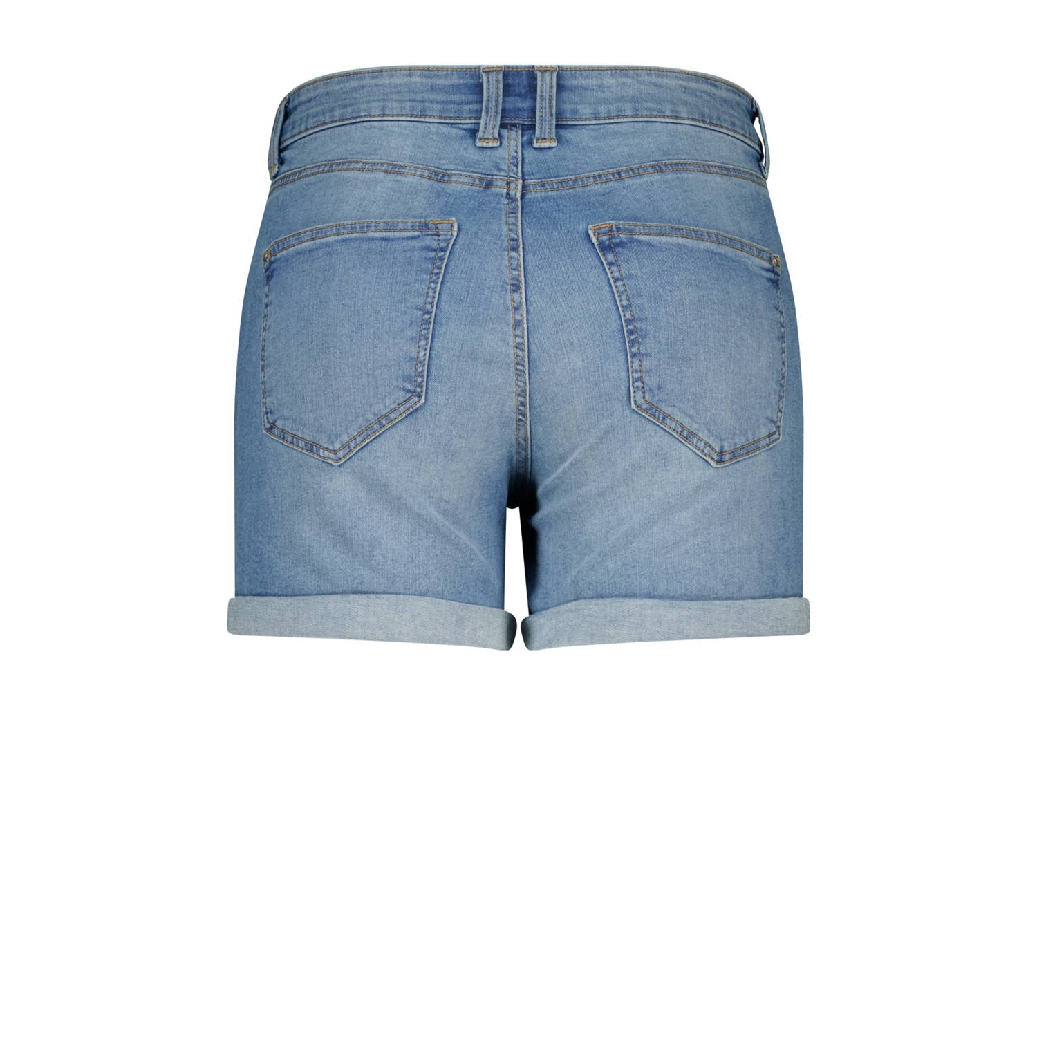 MS Mode straight regular waist denim short medium blue denim