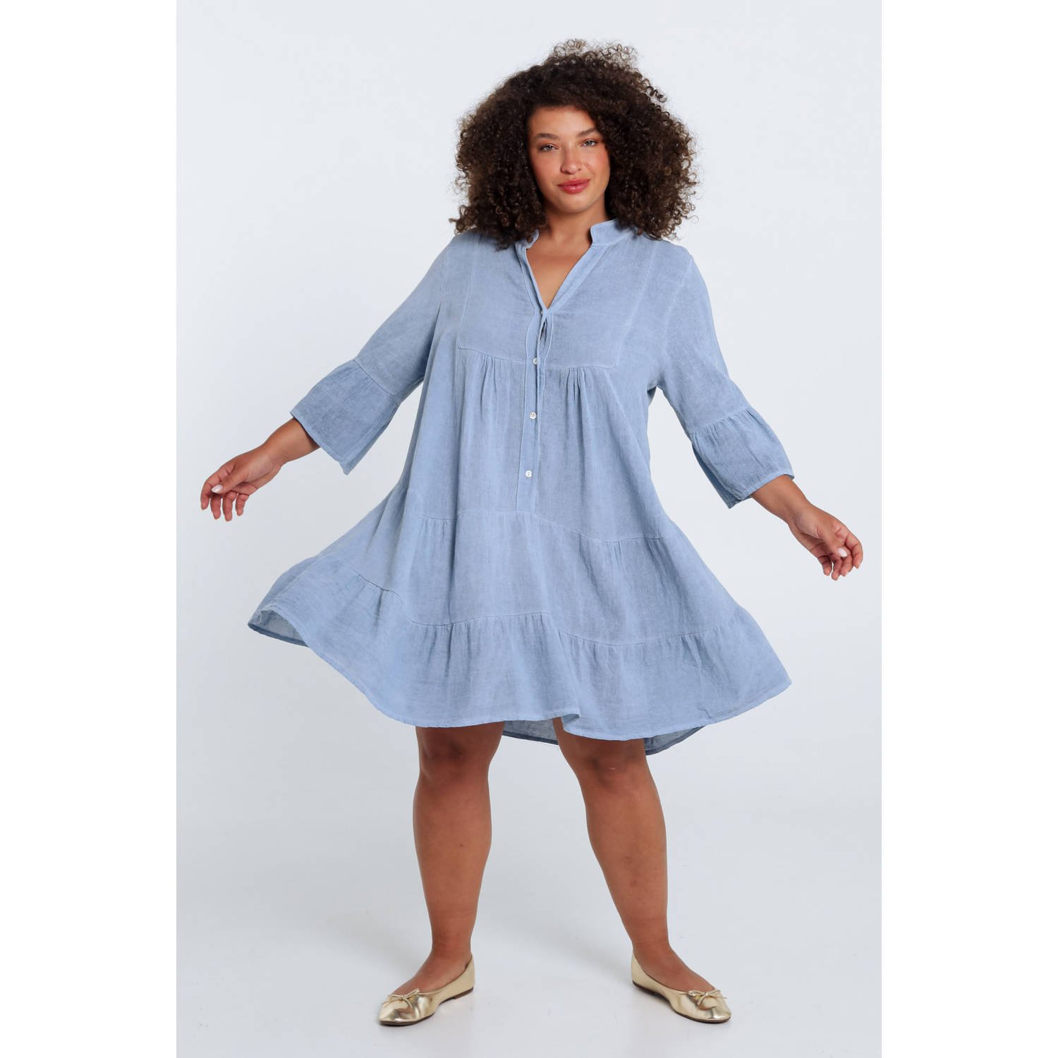 Paprika blousejurk blauw