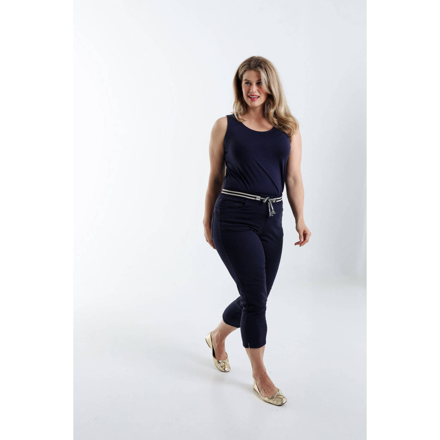 Paprika straight regular waist broek donkerblauw