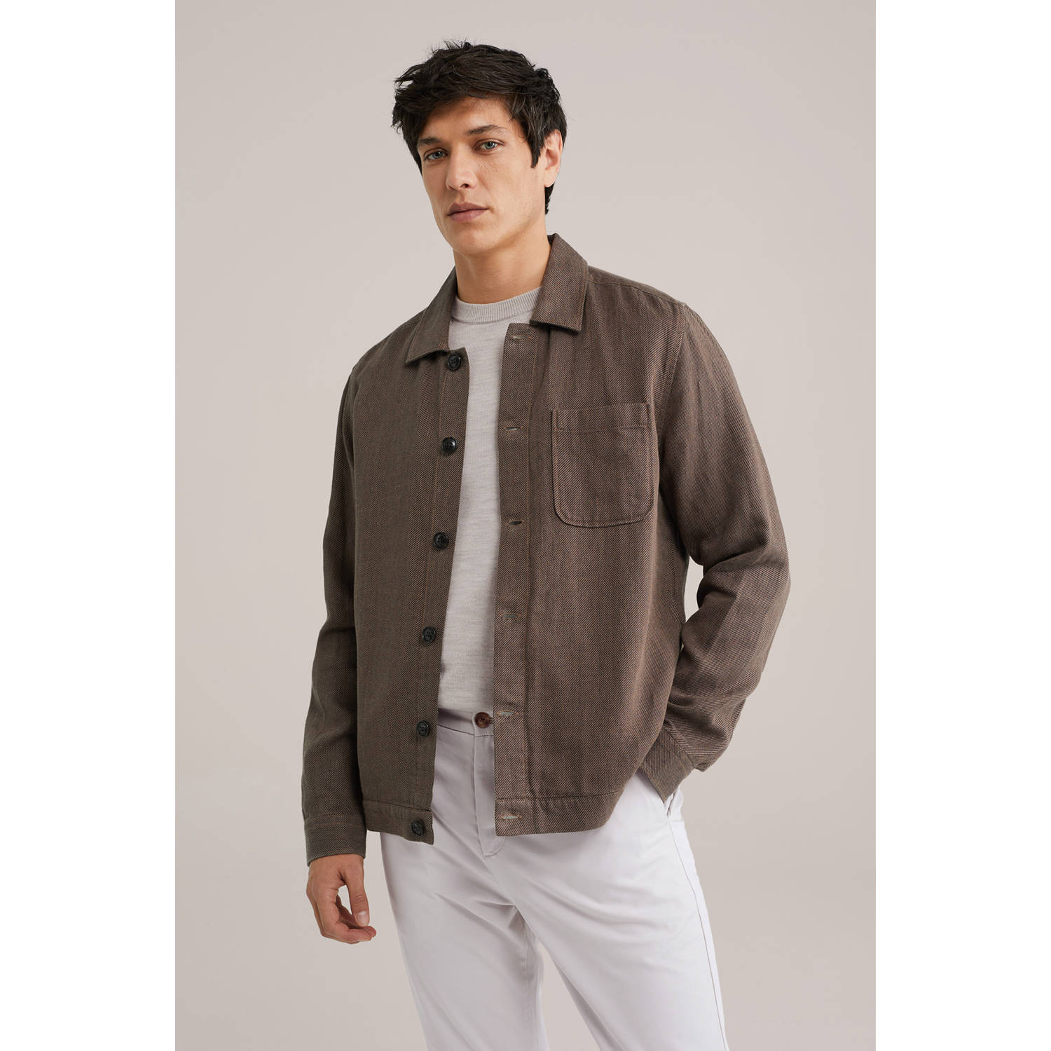 Van Gils linnen regular overshirt bruin