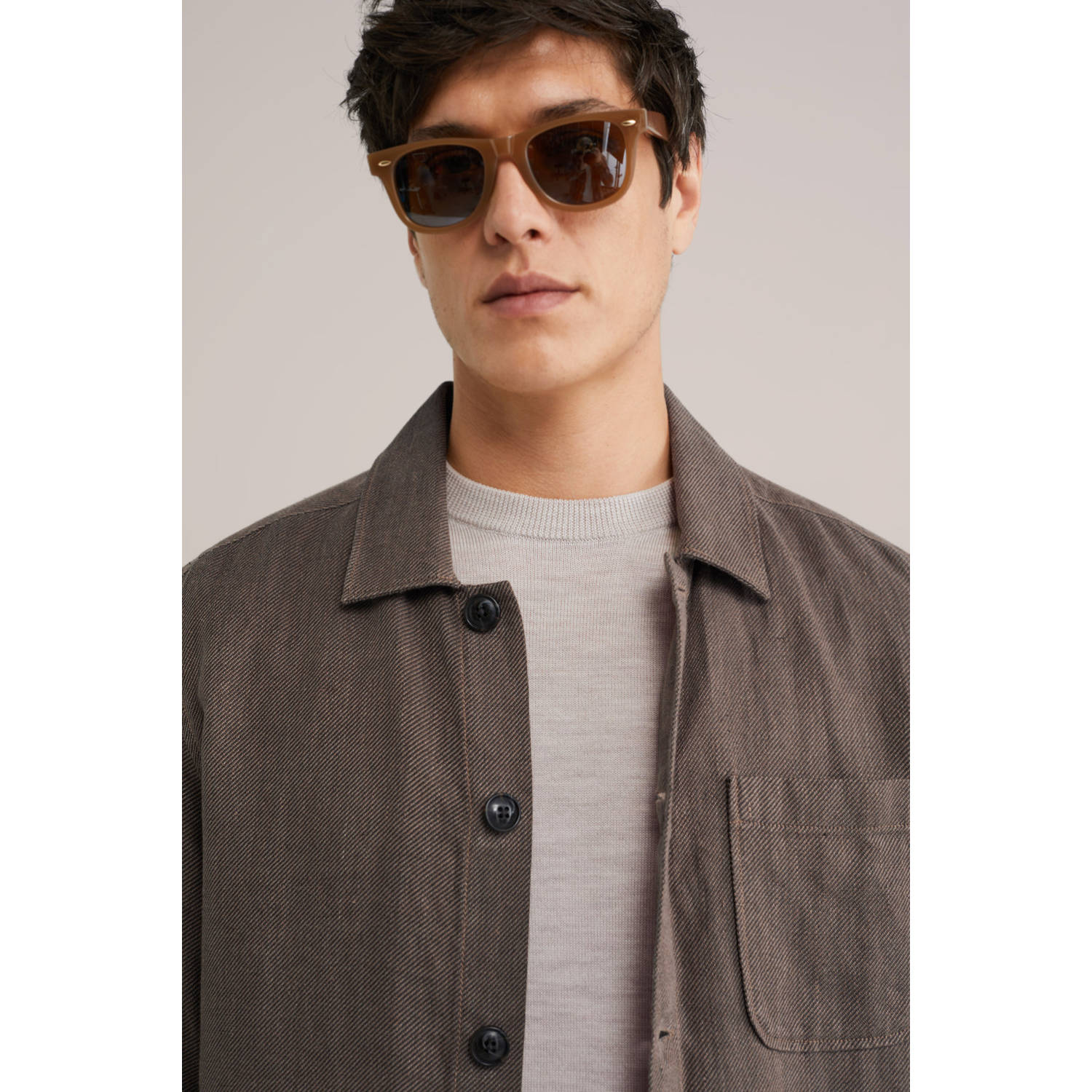 Van Gils linnen regular overshirt bruin