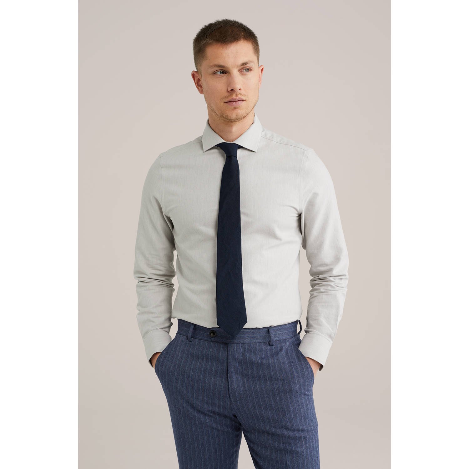 WE Fashion stropdas donkerblauw