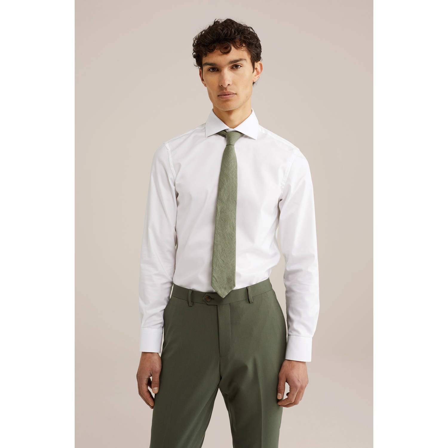 WE Fashion stropdas donkergroen