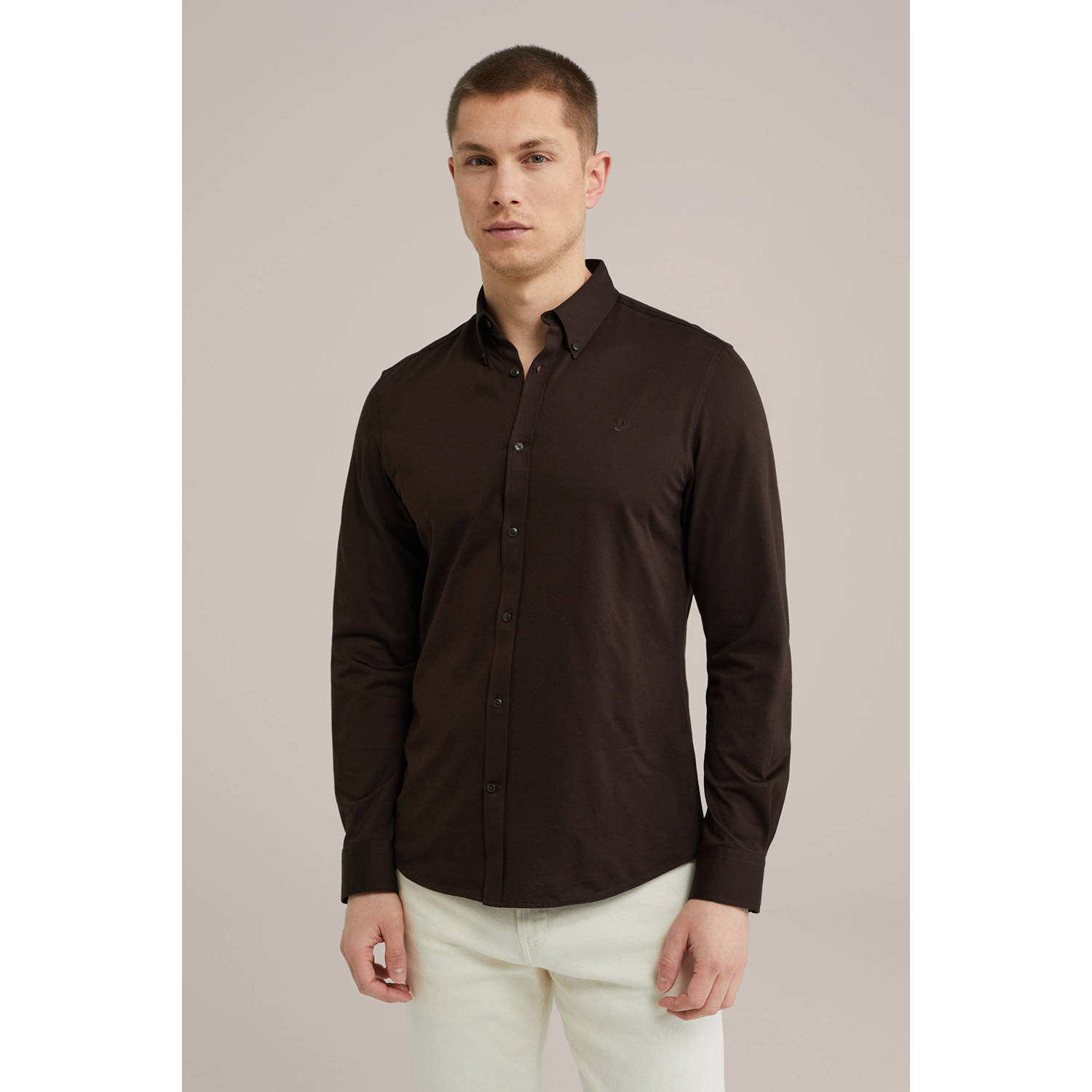 WE Fashion zakelijk overhemd donkerbruin