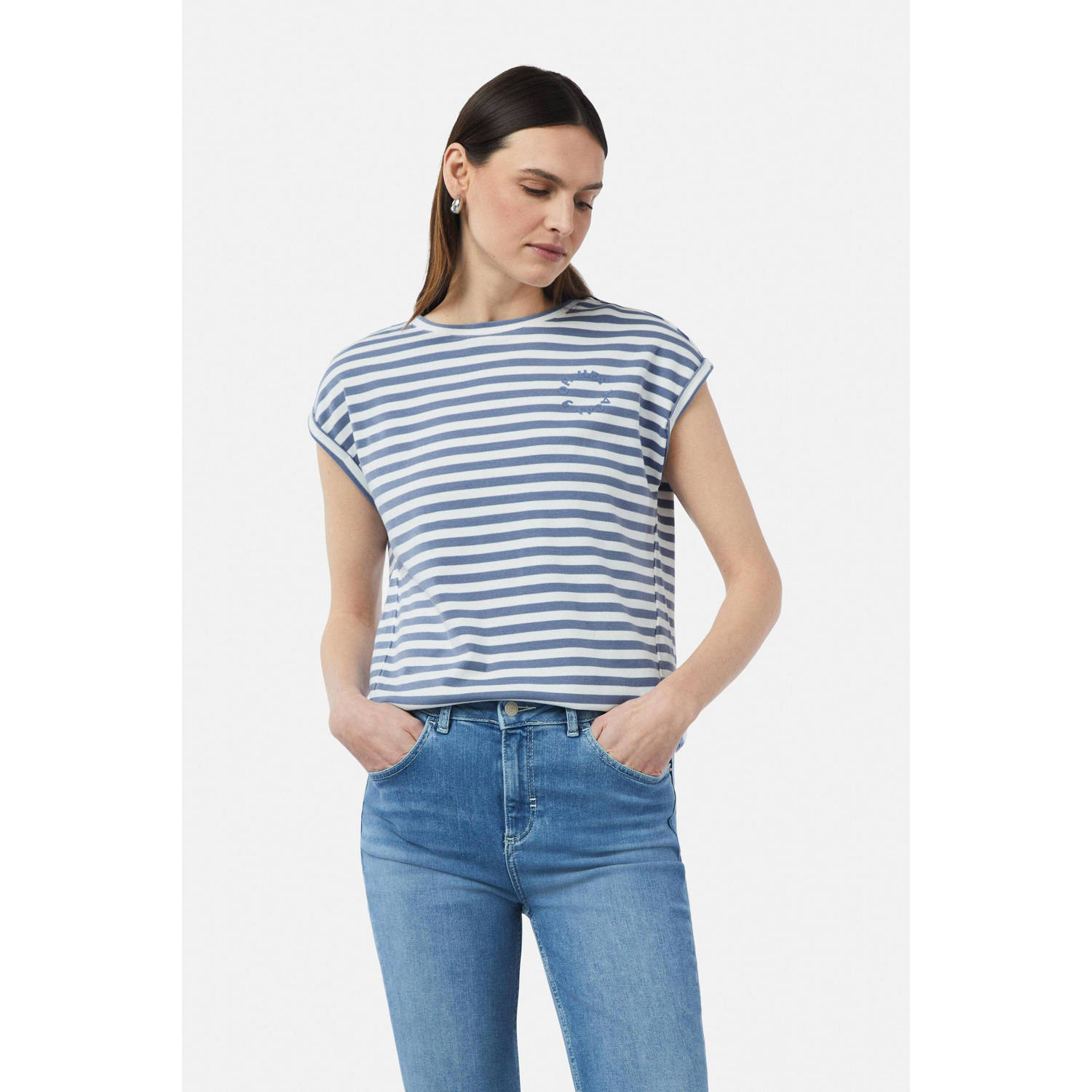 comma casual identity top lichtblauw