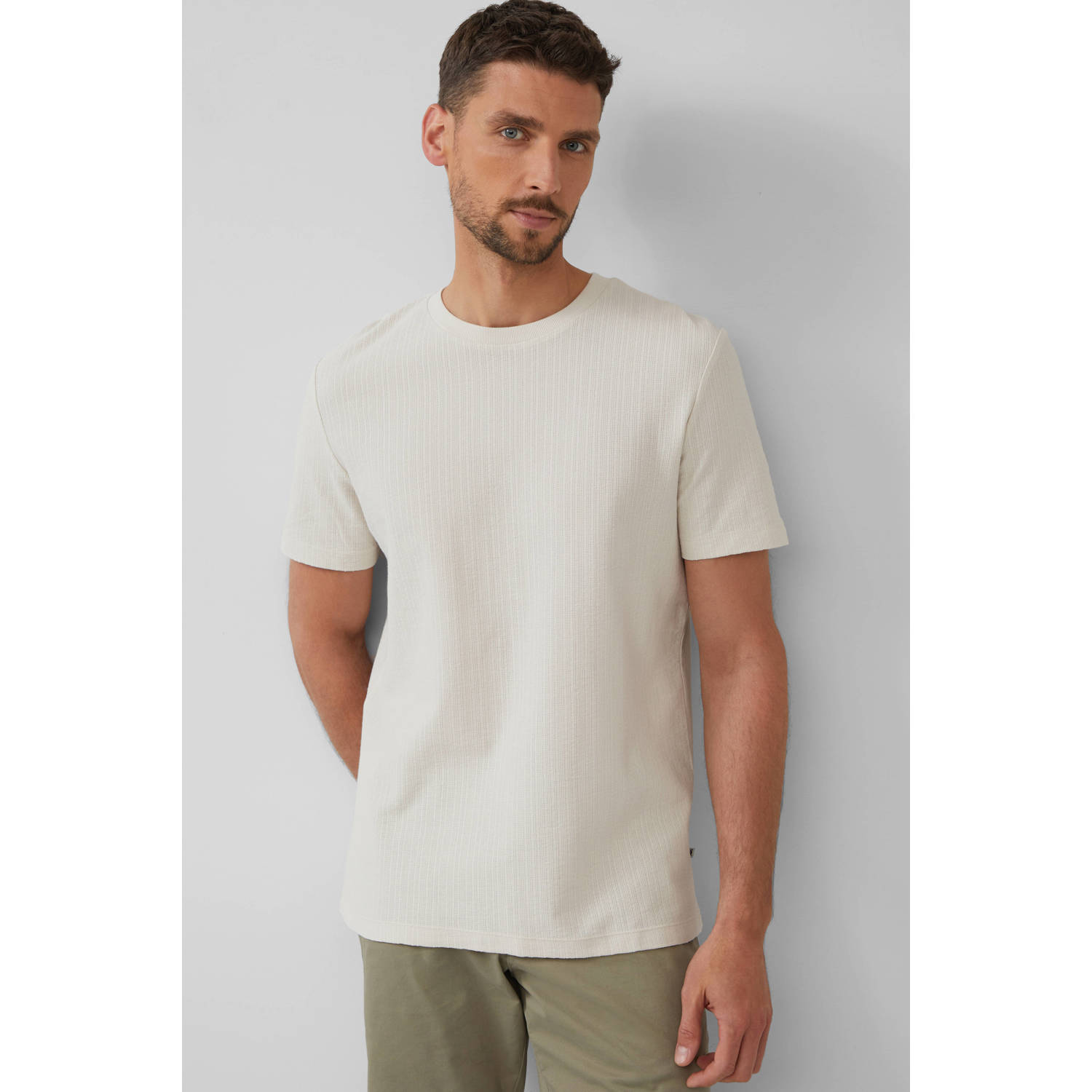 S.Oliver T-shirt met ingebreid patroon ecru