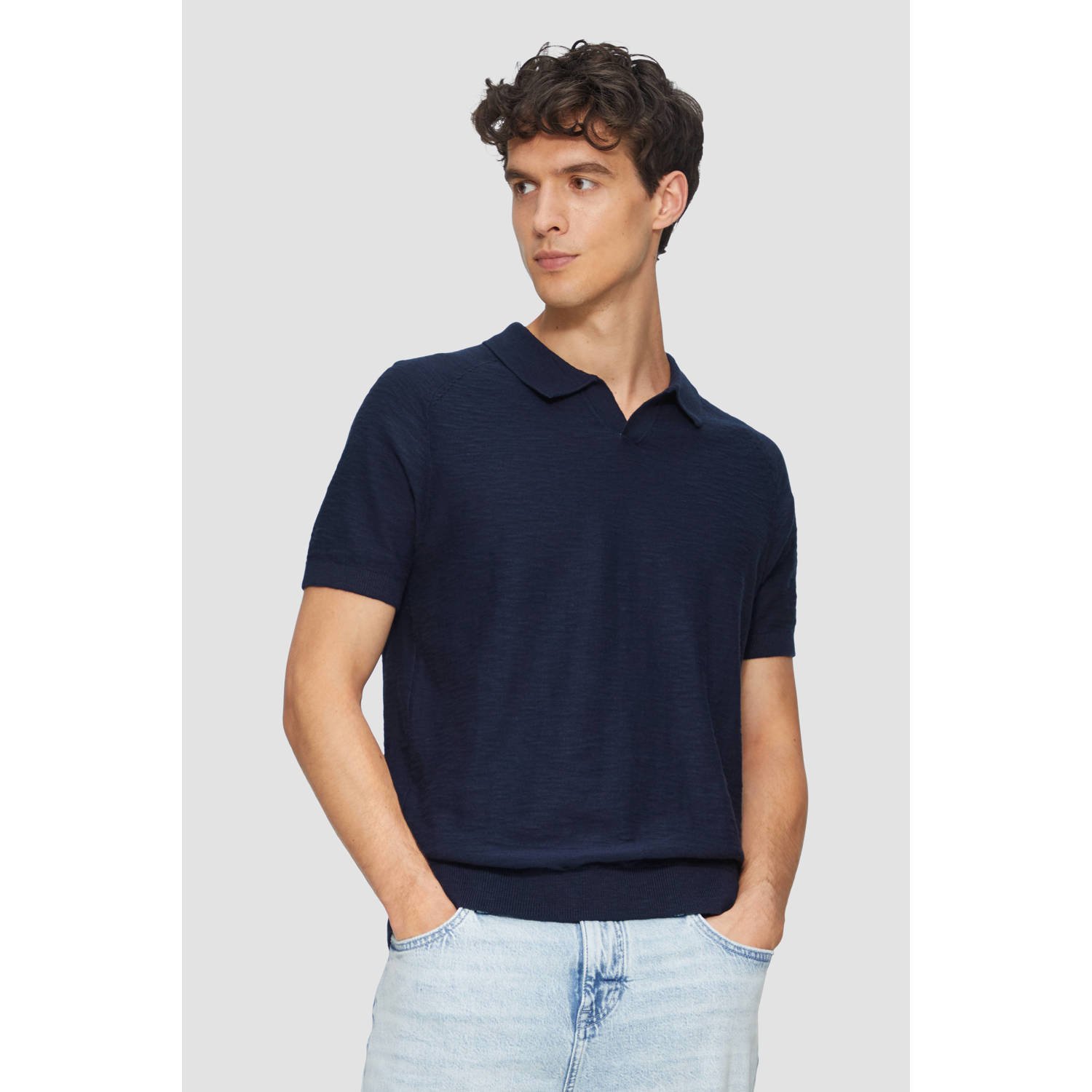 S.Oliver RED LABEL Regular fit poloshirt met structuur van vlamgaren