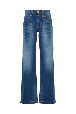 high waist dark blue denim
