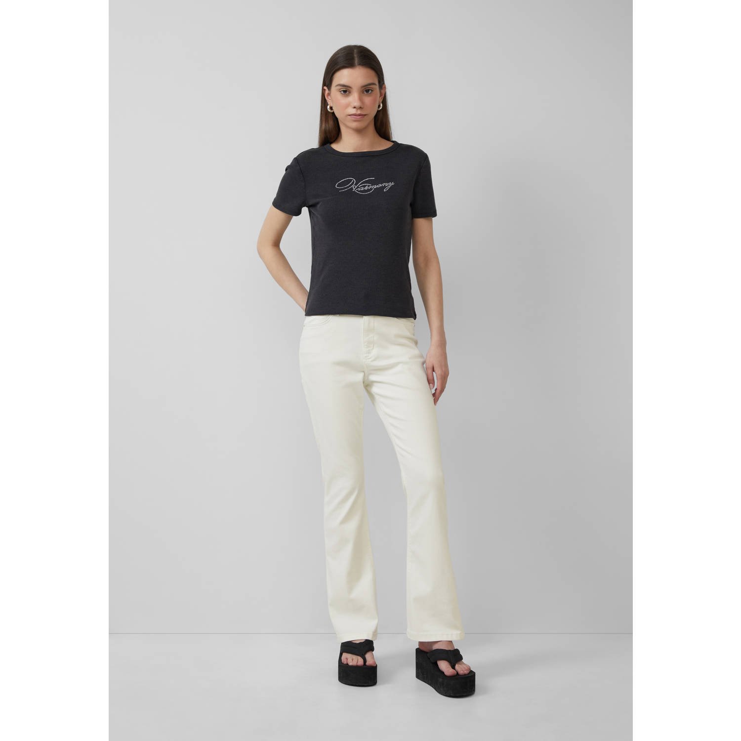 Q S by s.Oliver high waist slim fit jeans wit