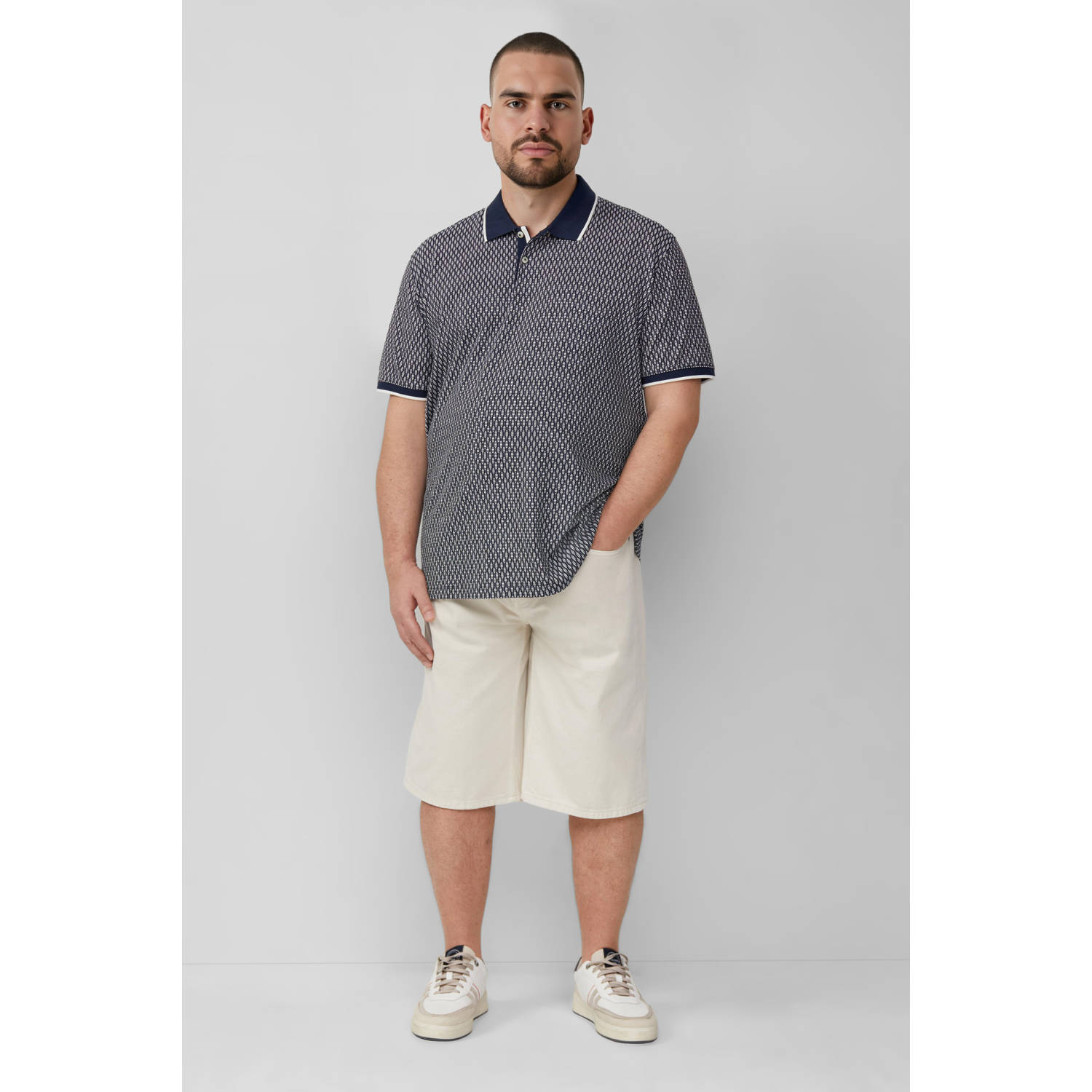 S.Oliver Big Size regular polo donkerblauw
