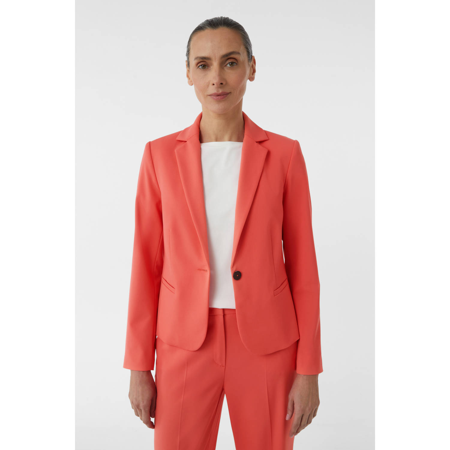 Comma Regular fit blazer met reverskraag en knoopsluiting