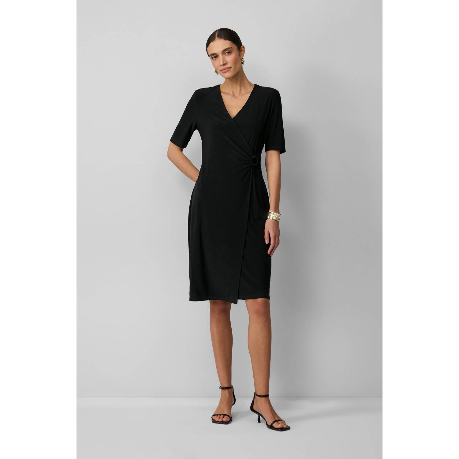 S.Oliver BLACK LABEL Getailleerde midi-jurk in wikkellook