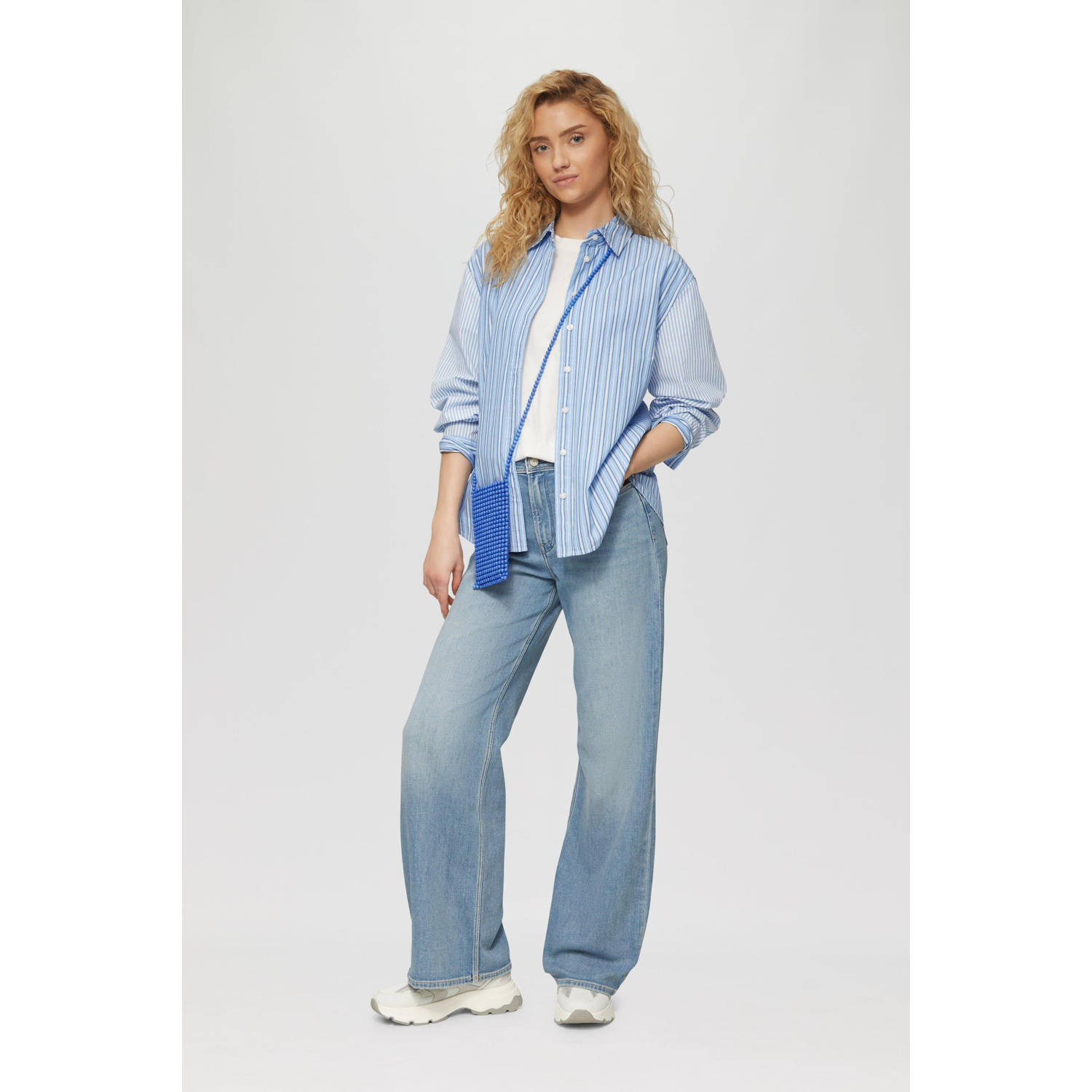 S.Oliver mini crossbody tas met kralen blauw