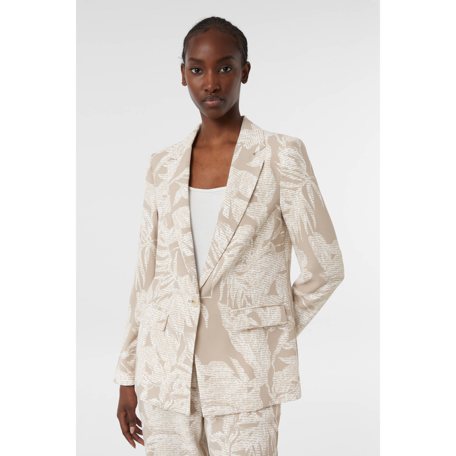 Comma regular blazer lichtbruin