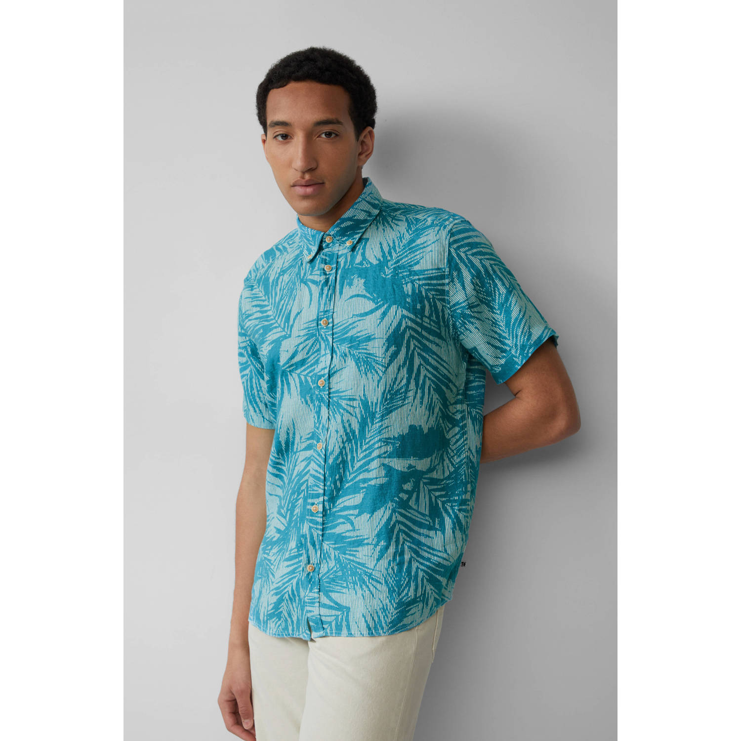 S.Oliver linnen casual overhemd blauw