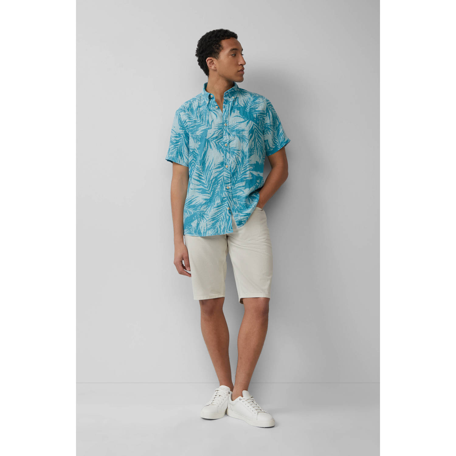 s.Oliver linnen casual overhemd blauw