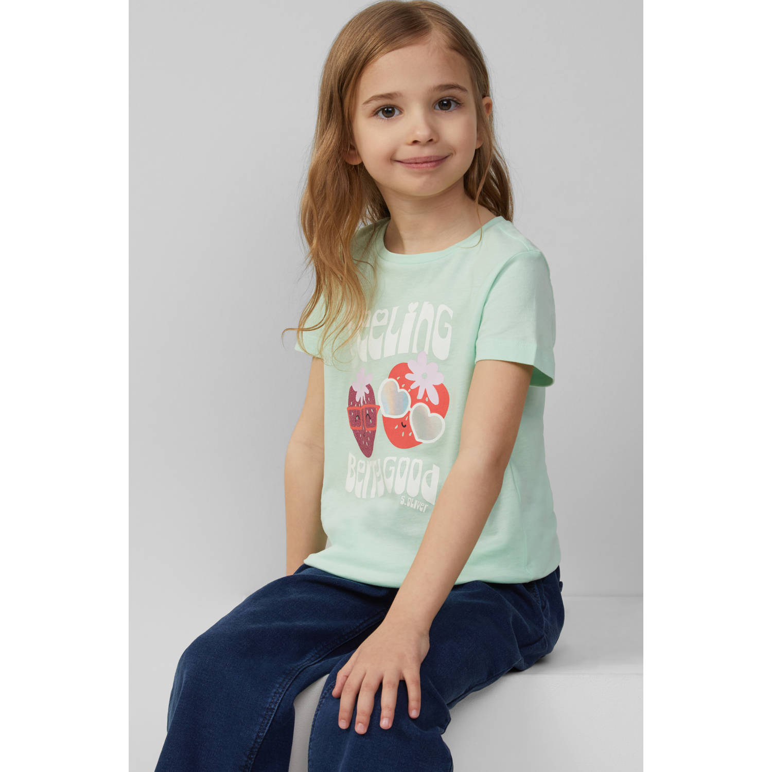 s.Oliver T-shirt lichtgroen met glitter