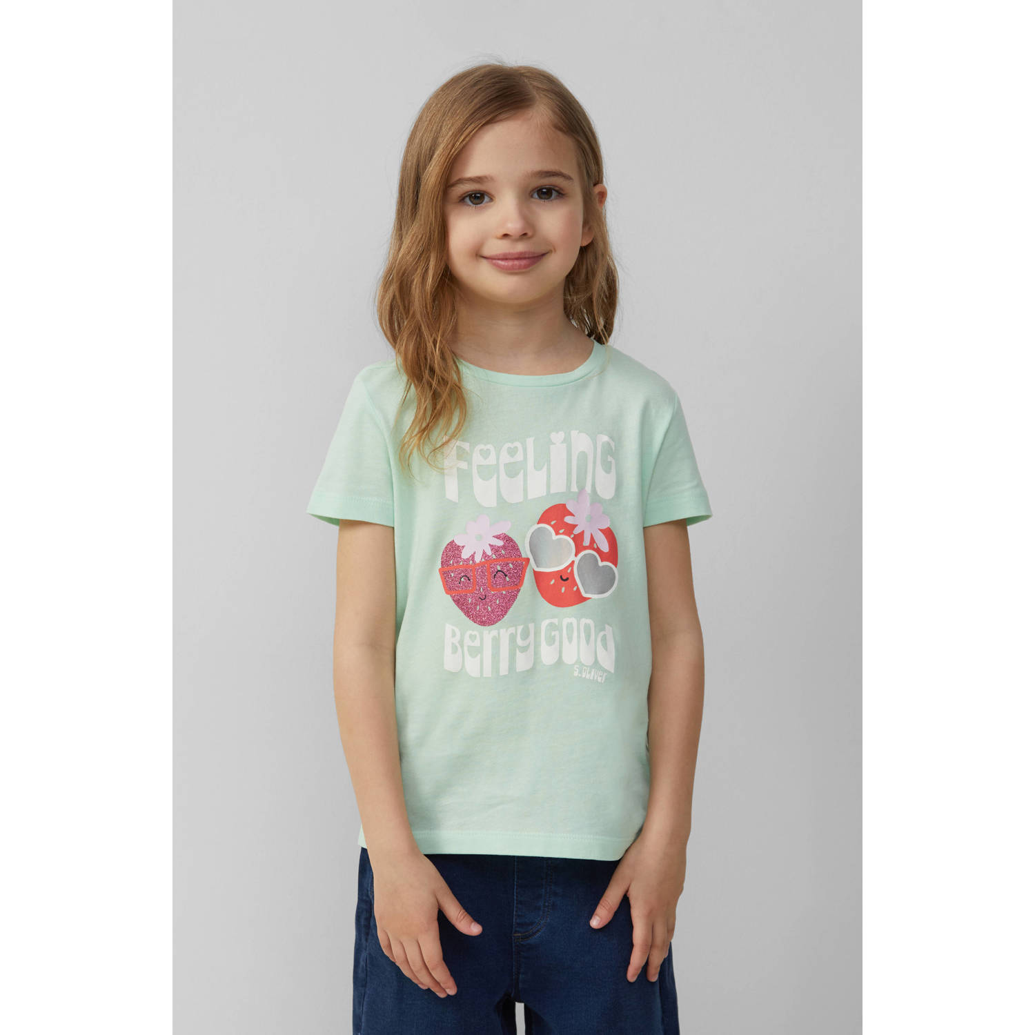 s.Oliver T-shirt lichtgroen met glitter