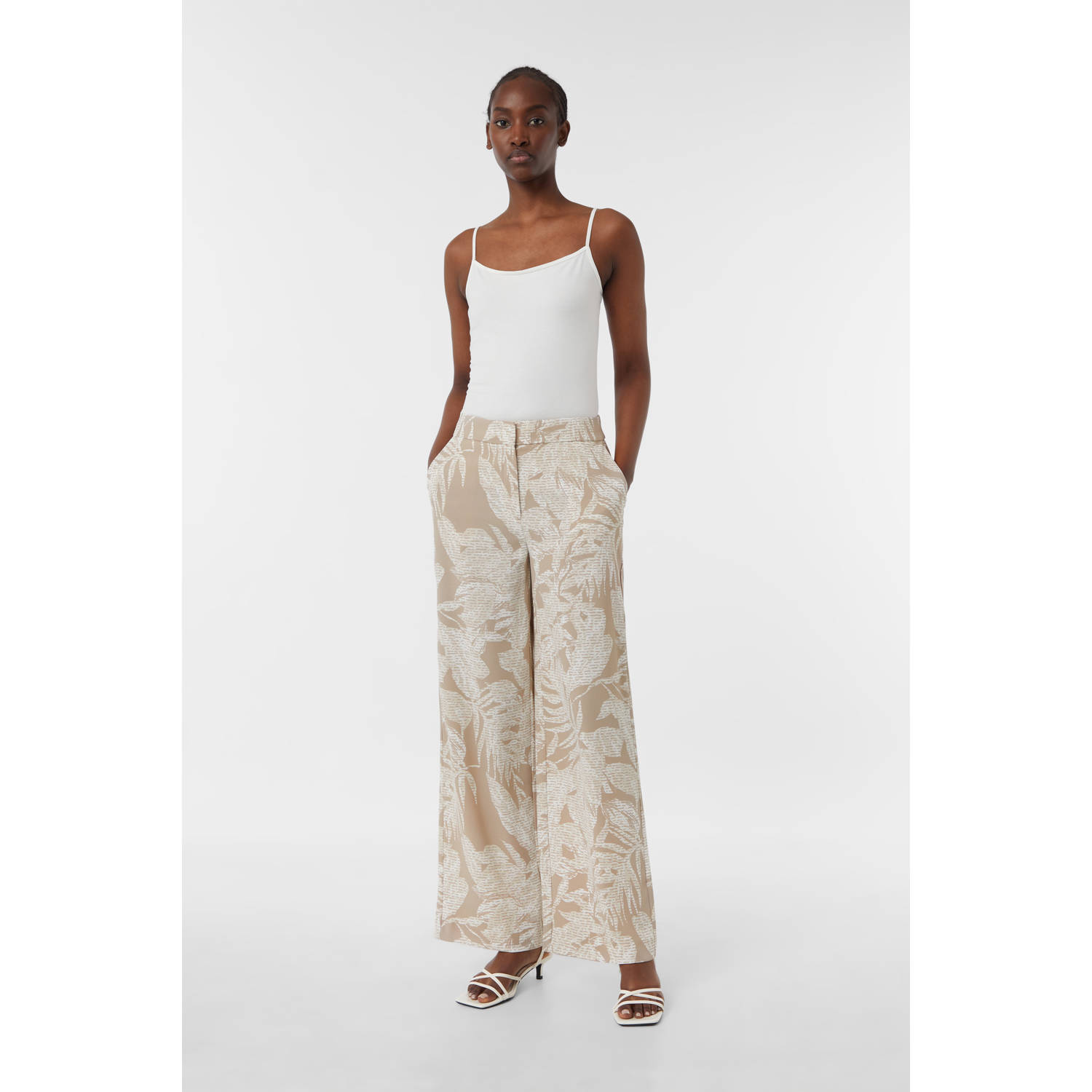 comma straight regular waist pantalon lichtbruin