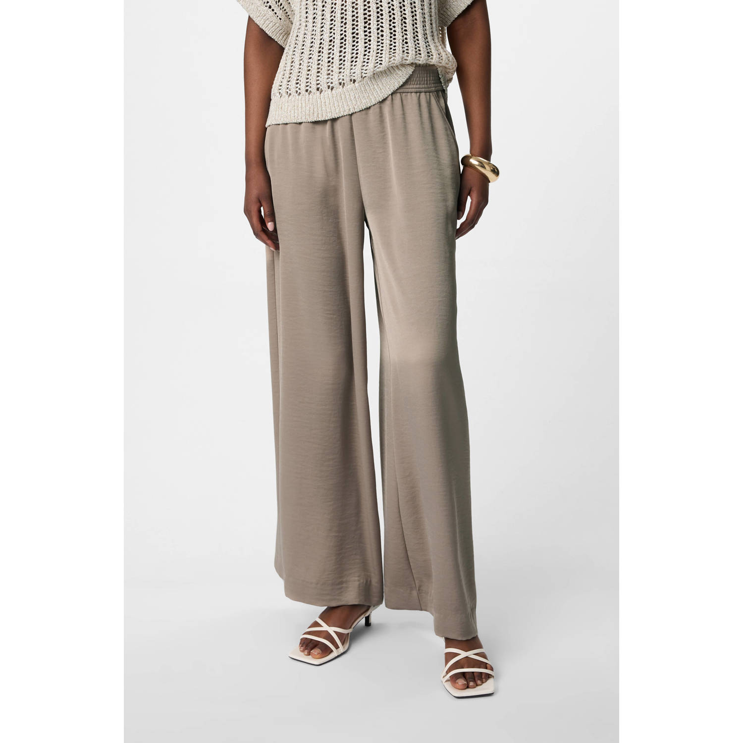 Comma straight regular waist broek bruin