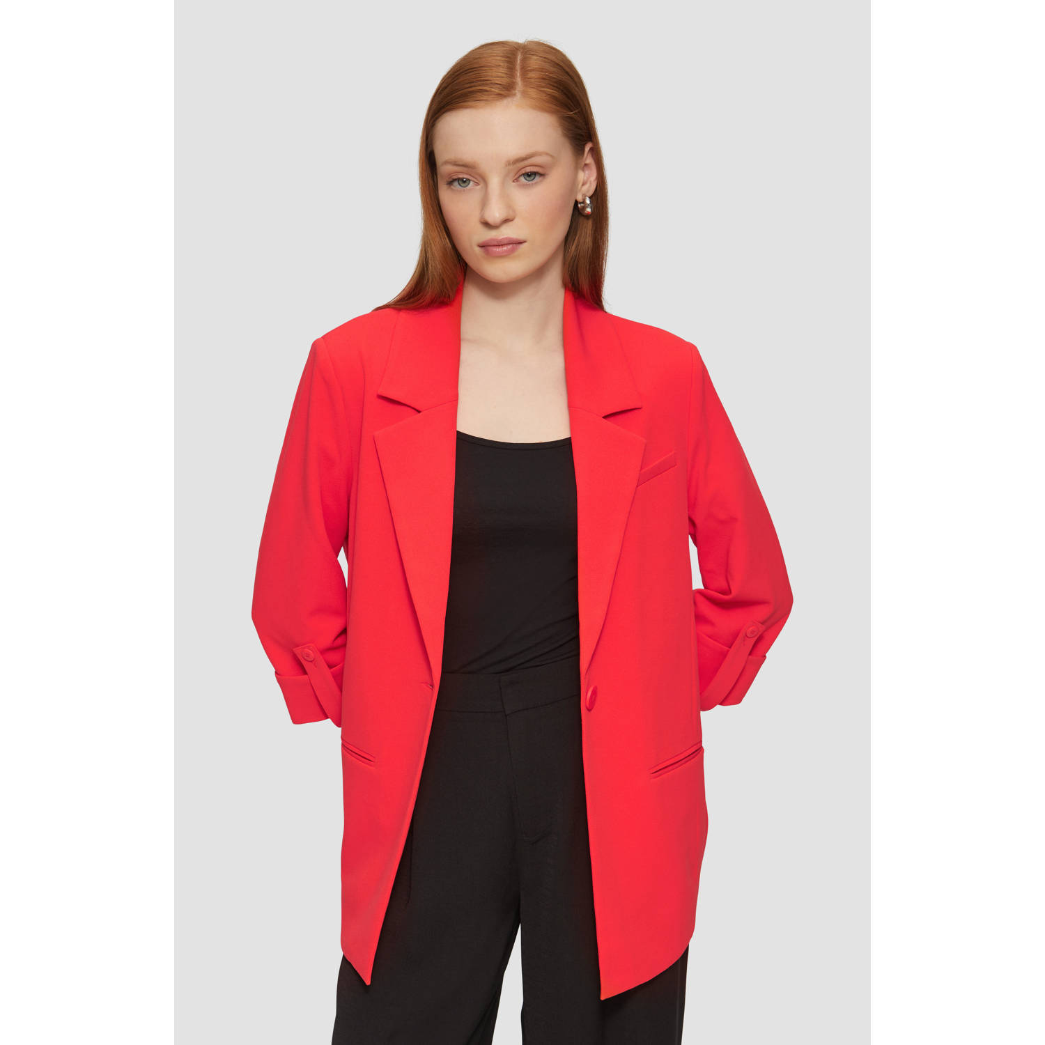 Q S by s.Oliver regular blazer rood