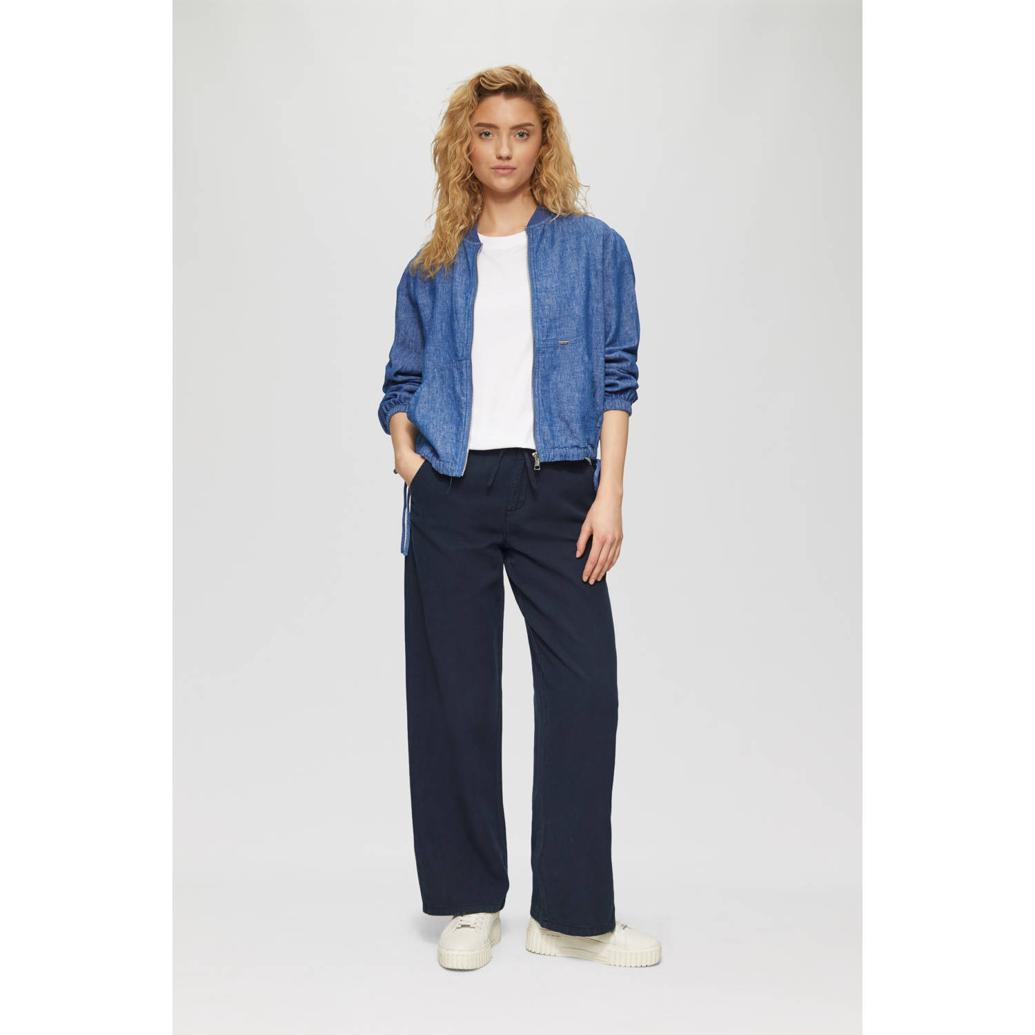 S.Oliver regular high waist casual broek marine