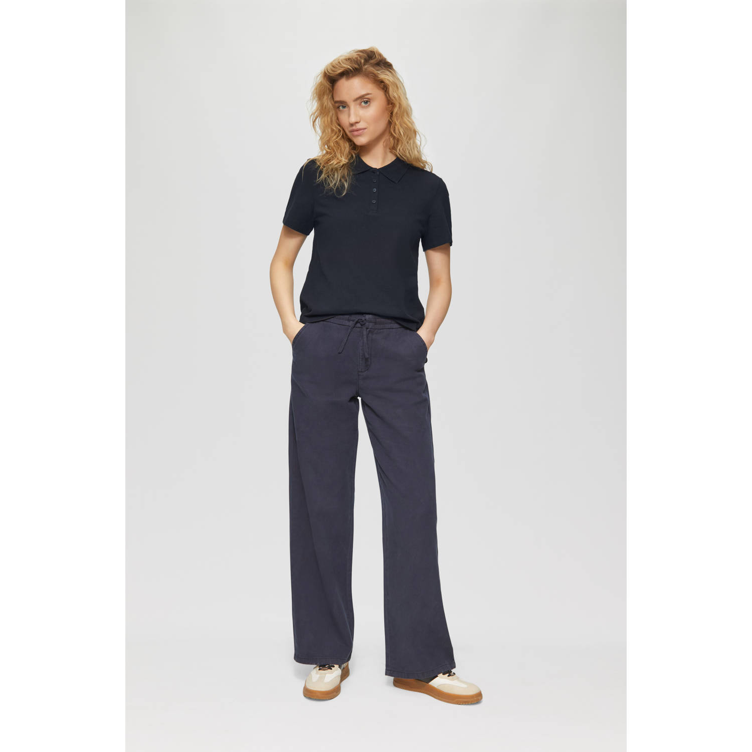 s.Oliver regular high waist casual broek marine