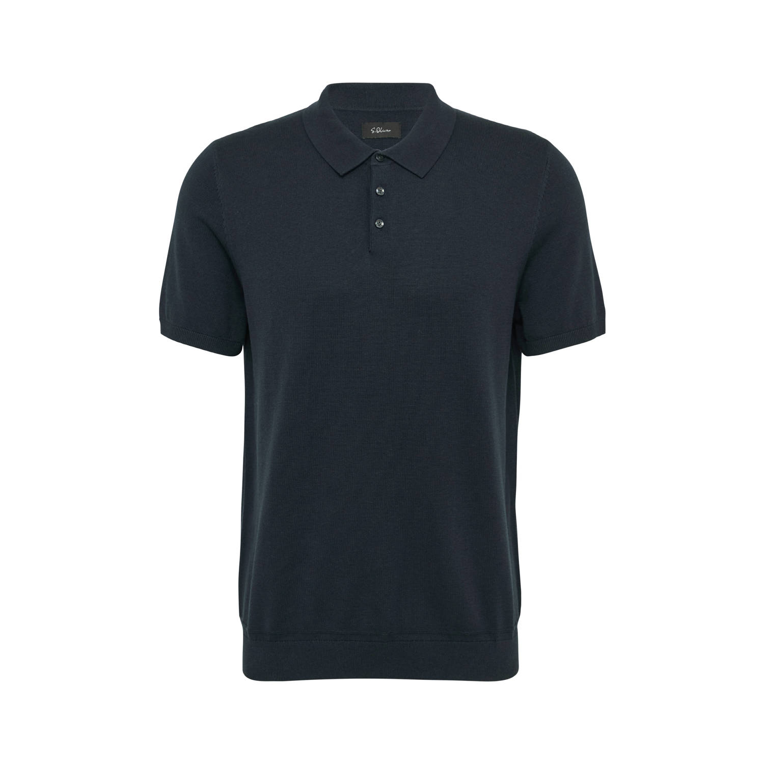 S.Oliver BLACK LABEL polo fijn gebreid donkerblauw