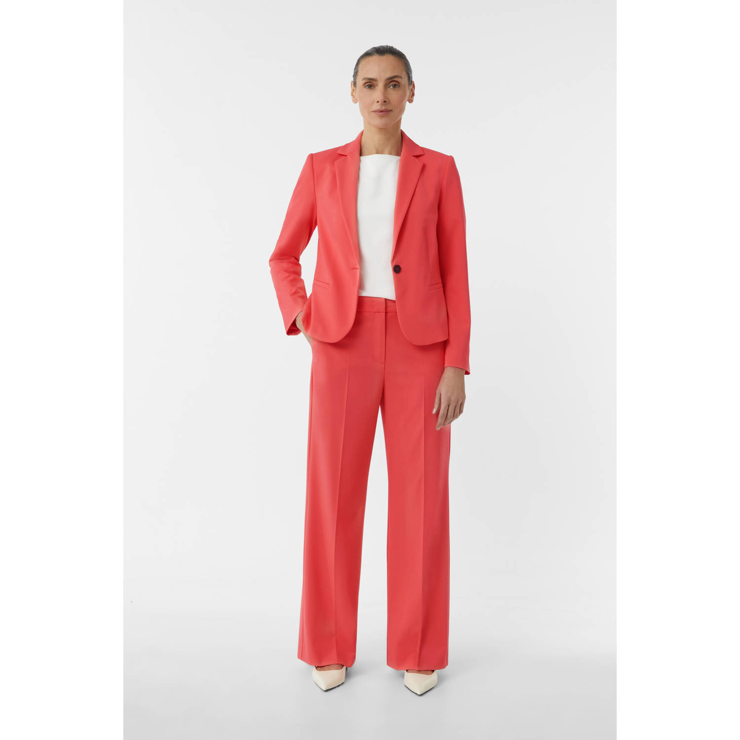 Comma straight regular waist pantalon roze