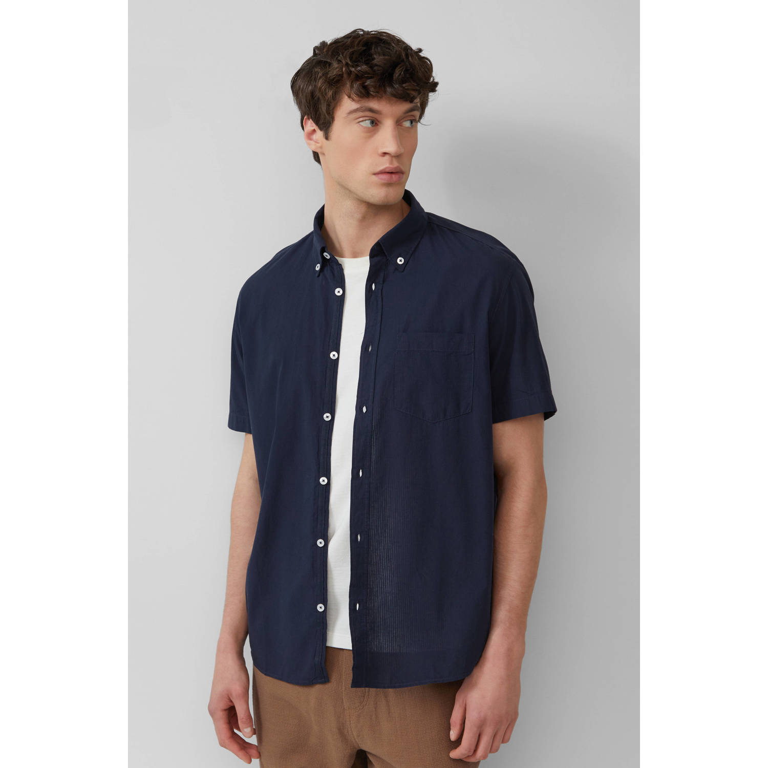 S.Oliver casual overhemd donkerblauw