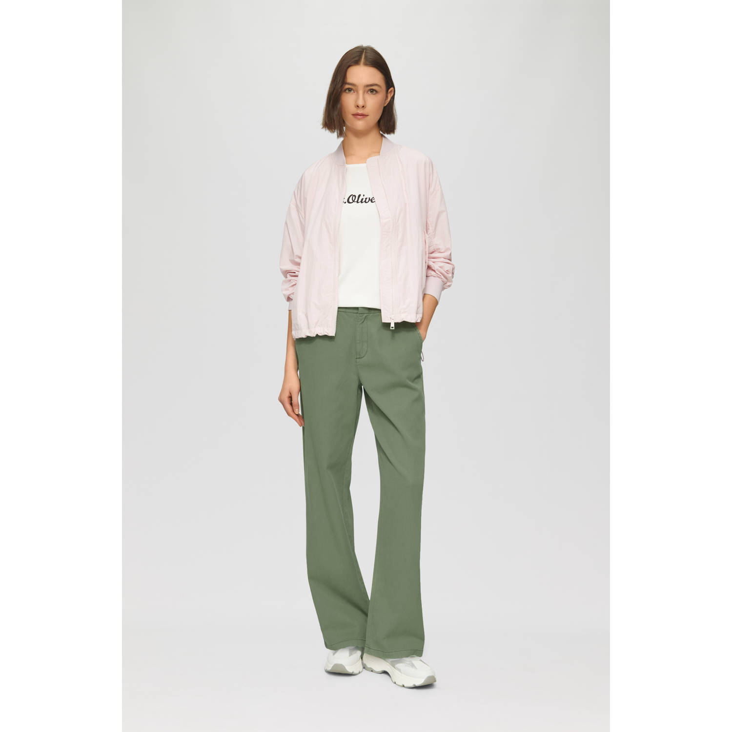 S.Oliver regular high waist casual broek groen