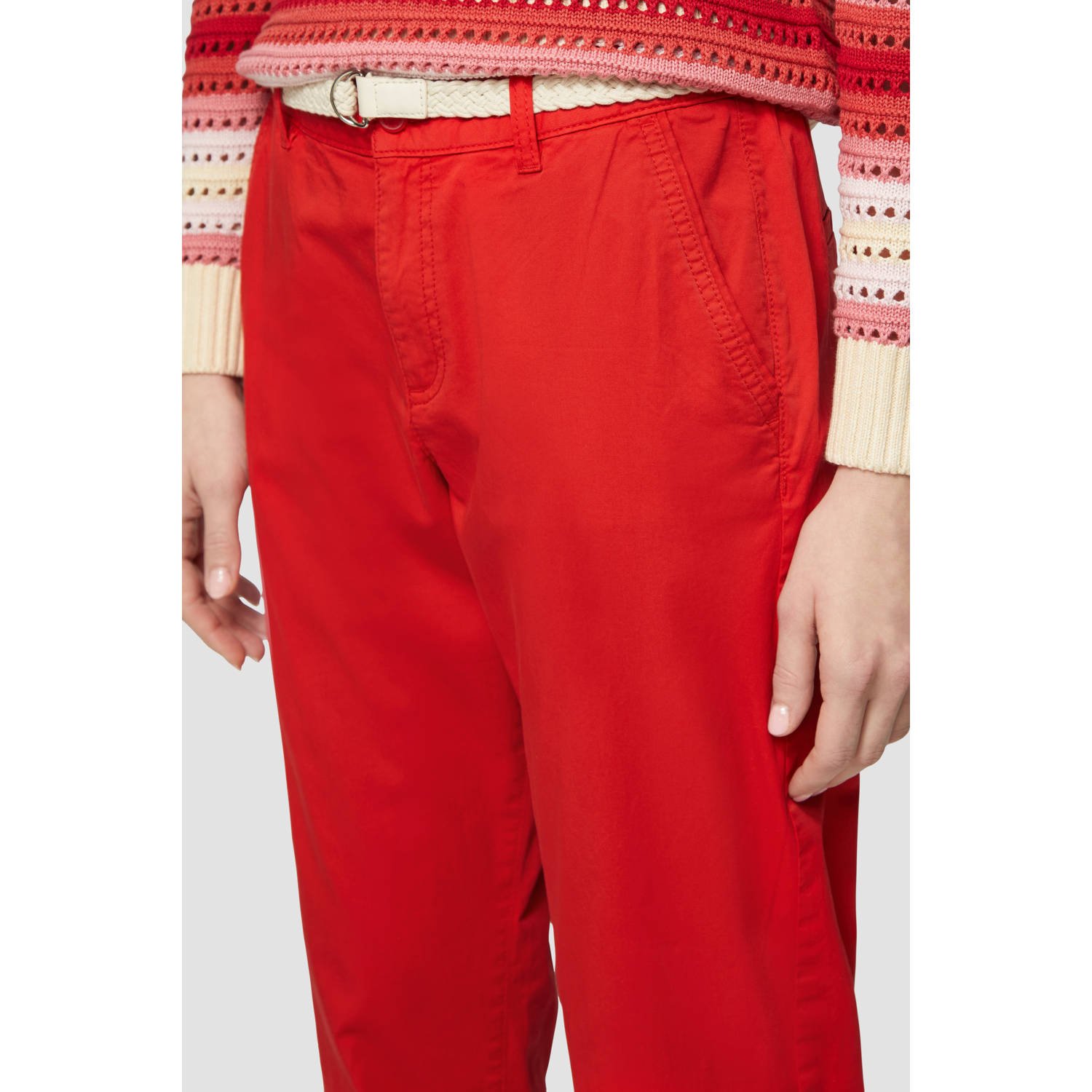s.Oliver tapered regular waist casual broek rood