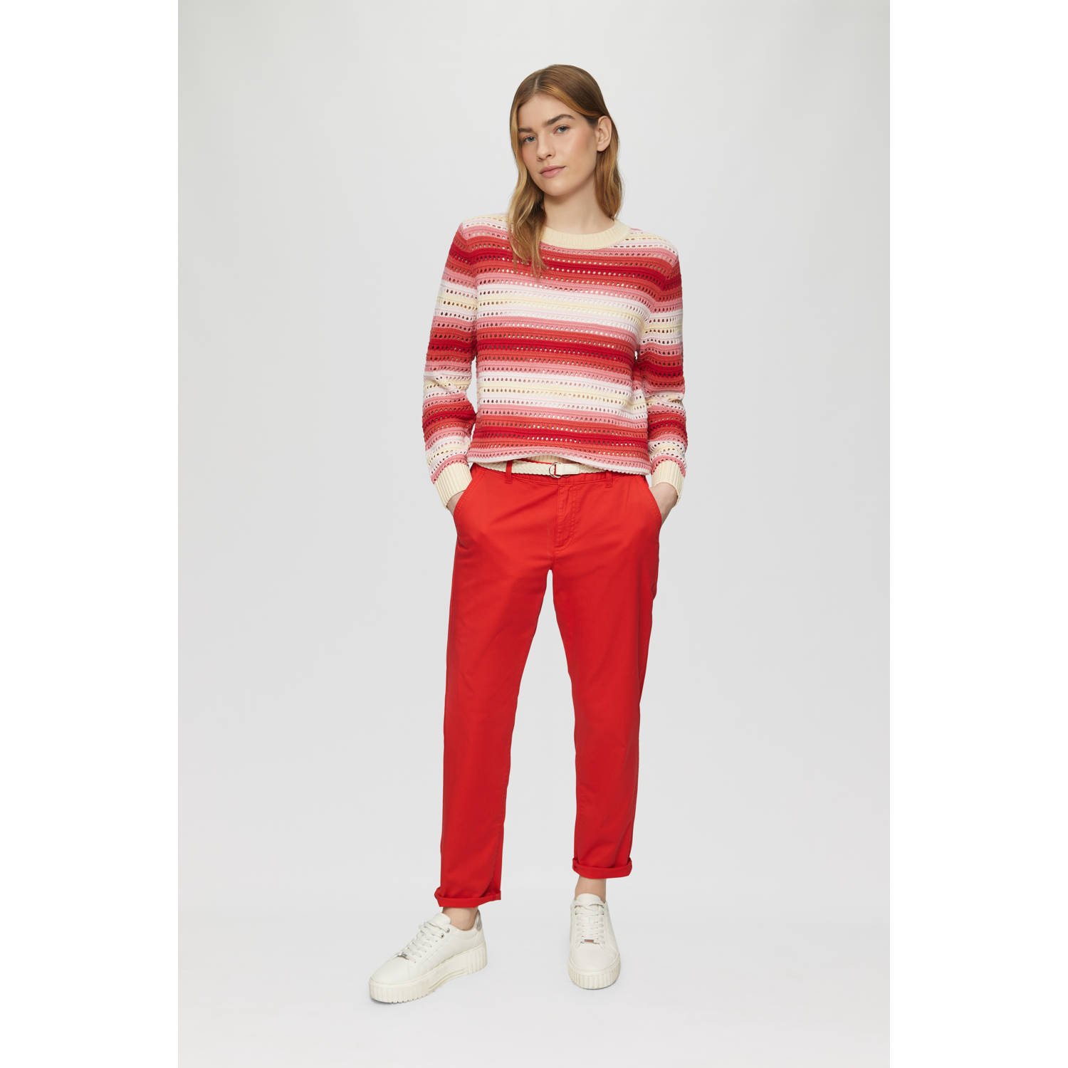 s.Oliver tapered regular waist casual broek rood